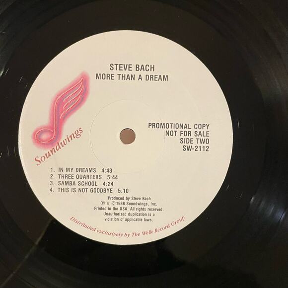 Steve Bach - More Than A Dream LP vintage vinyl record jazz - Picture 4 of 4